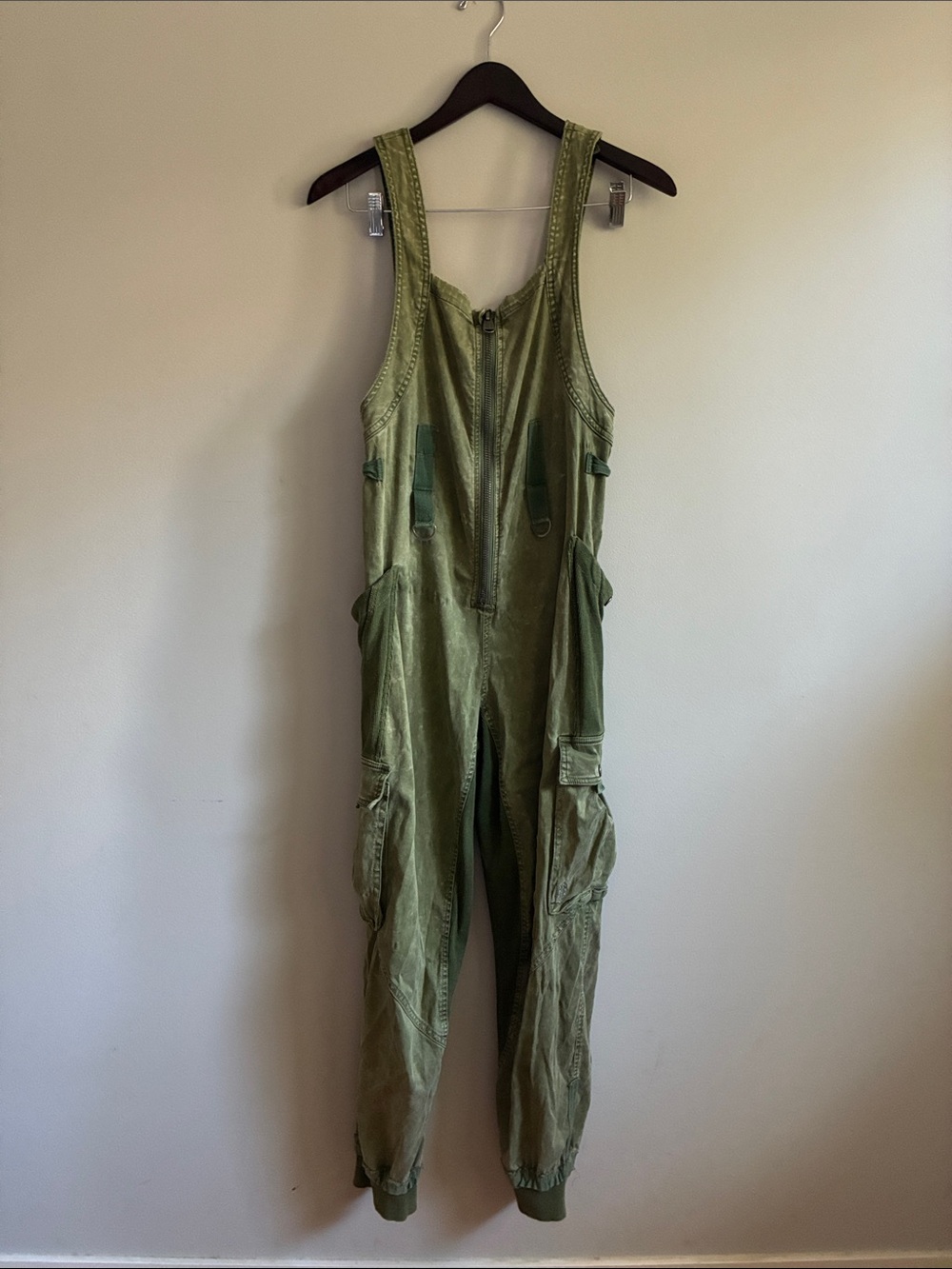 FP Movement by Free People Olive Utility Cargo Jumpsuit